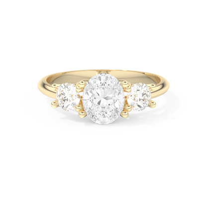 1.91 CT Oval Three Stone Engagement Ring