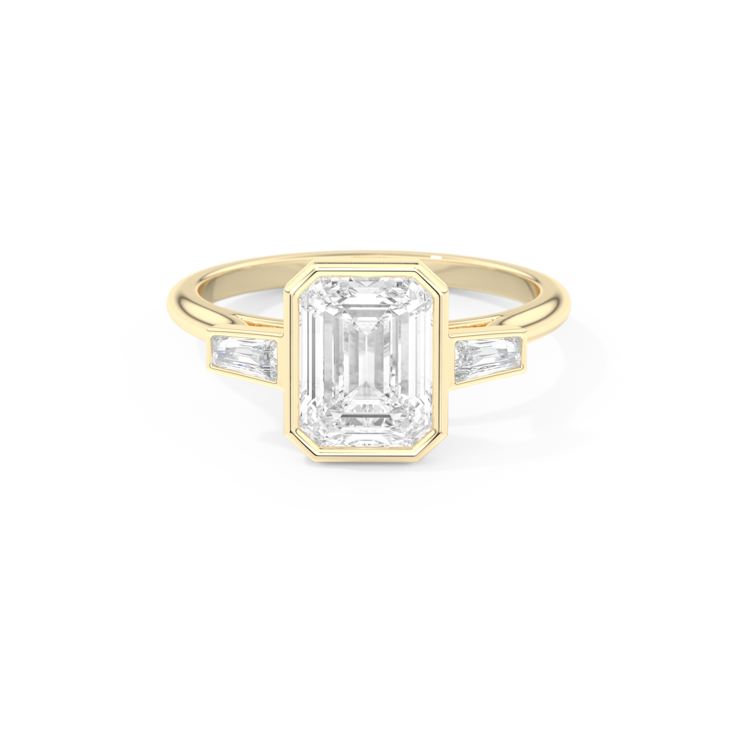 2 CT Emerald 3 Stones Engagement Ring