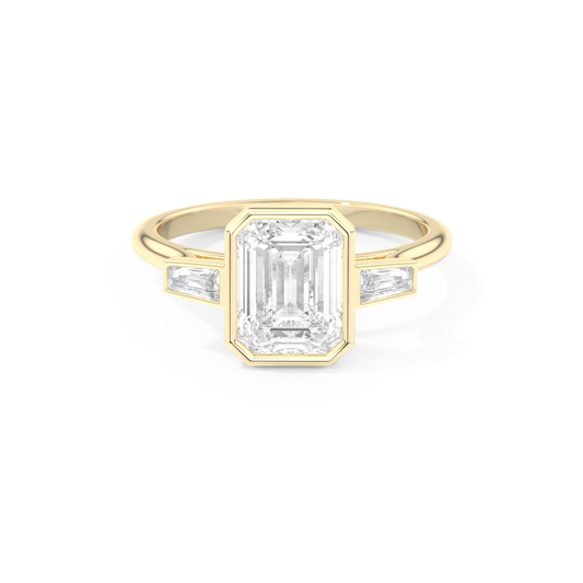 2 CT Emerald 3 Stones Engagement Ring