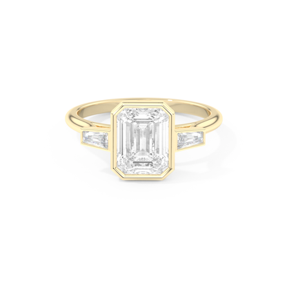 2 CT Emerald 3 Stones Engagement Ring