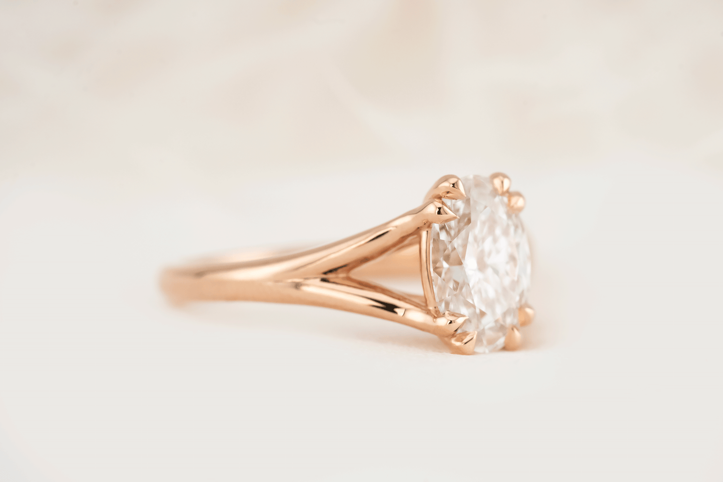 Marquise Shaped Three Stone Lab Grown Diamond Engagement Ring