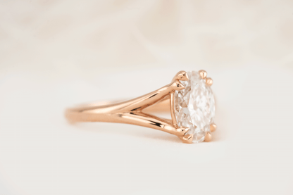 Marquise Shaped Three Stone Lab Grown Diamond Engagement Ring