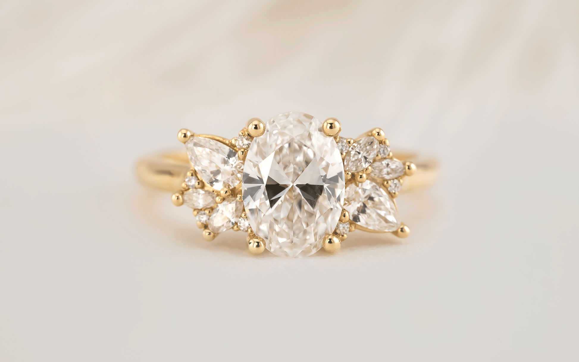 Marquise Shaped Three Stone Lab Grown Diamond Engagement Ring
