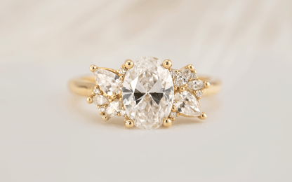 Marquise Shaped Three Stone Lab Grown Diamond Engagement Ring