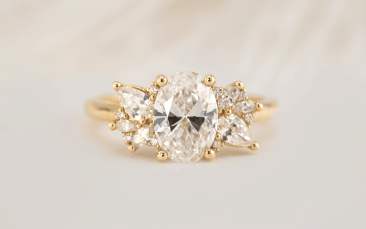 Marquise Shaped Three Stone Lab Grown Diamond Engagement Ring