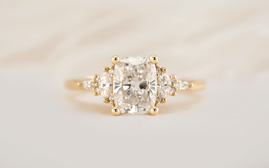 Marquise Shaped Three Stone Lab Grown Diamond Engagement Ring
