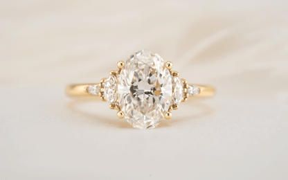 Marquise Shaped Three Stone Lab Grown Diamond Engagement Ring