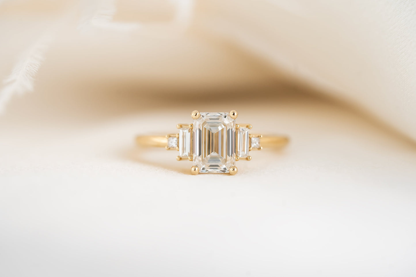 Marquise Shaped Three Stone Lab Grown Diamond Engagement Ring