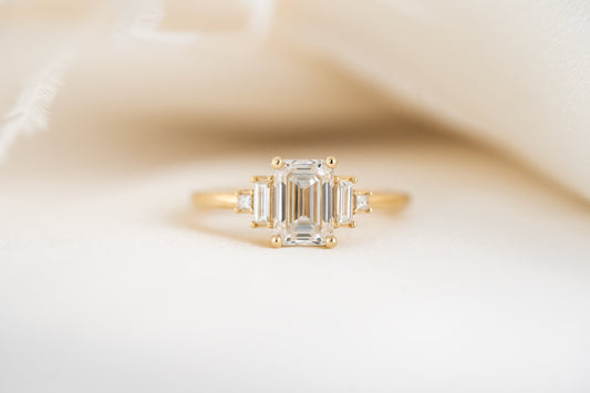 Marquise Shaped Three Stone Lab Grown Diamond Engagement Ring