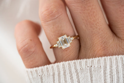 Marquise Shaped Three Stone Lab Grown Diamond Engagement Ring