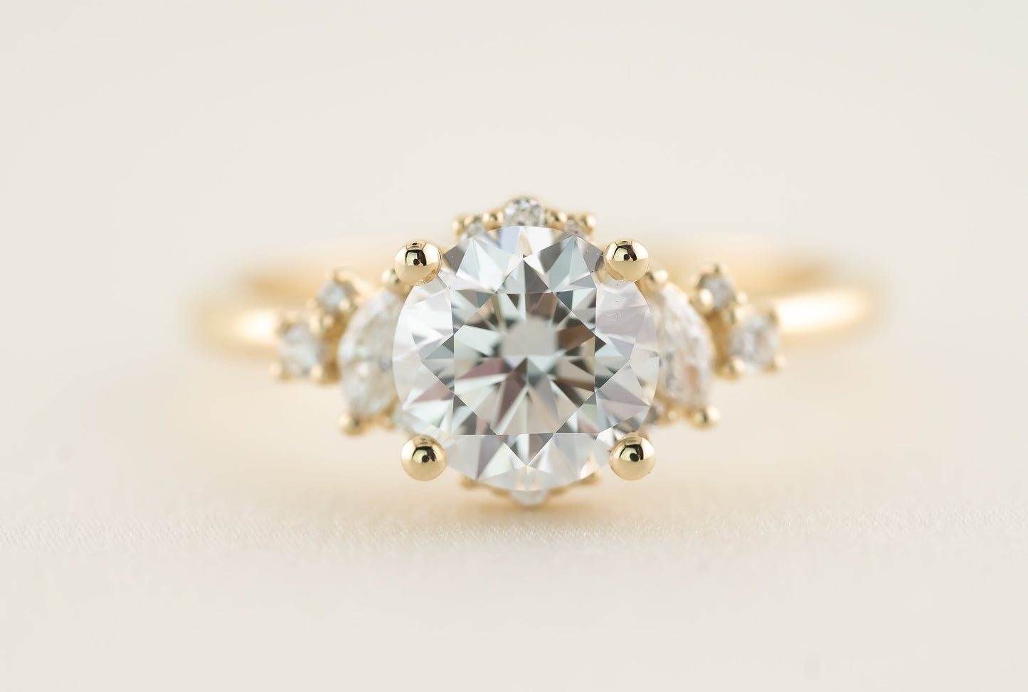 Marquise Shaped Three Stone Lab Grown Diamond Engagement Ring
