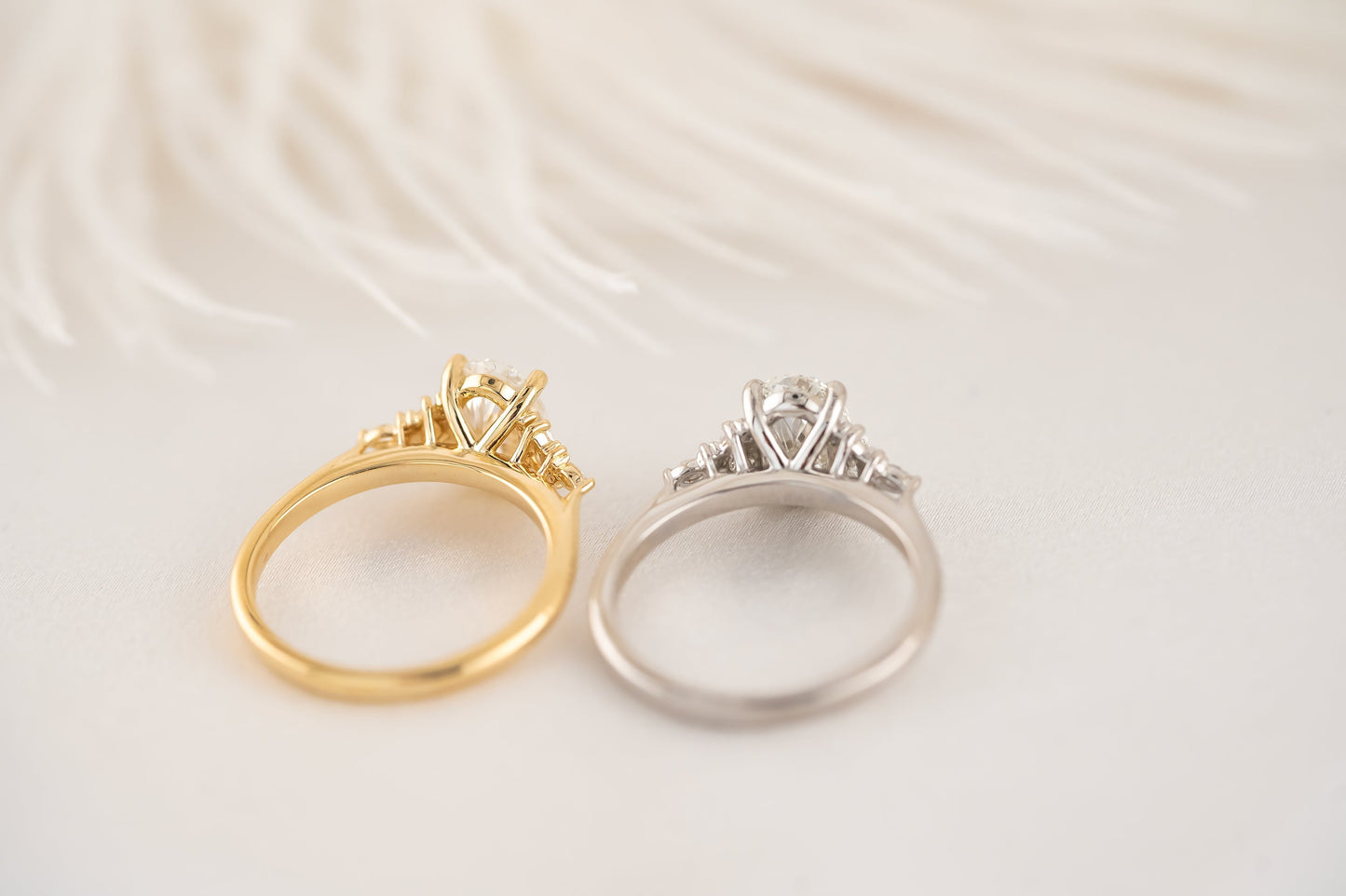 Marquise Shaped Three Stone Lab Grown Diamond Engagement Ring