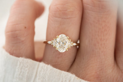 Marquise Shaped Three Stone Lab Grown Diamond Engagement Ring