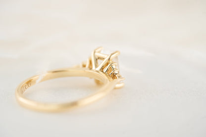 Marquise Shaped Three Stone Lab Grown Diamond Engagement Ring