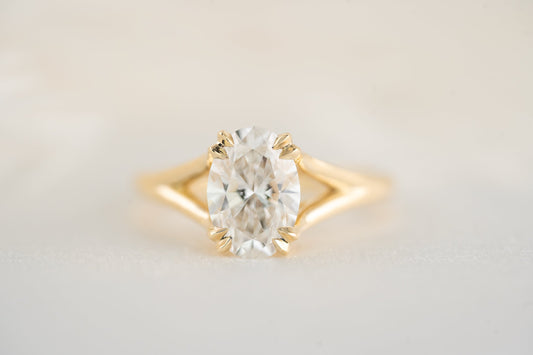 Marquise Shaped Three Stone Lab Grown Diamond Engagement Ring