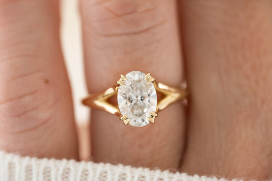 Marquise Shaped Three Stone Lab Grown Diamond Engagement Ring