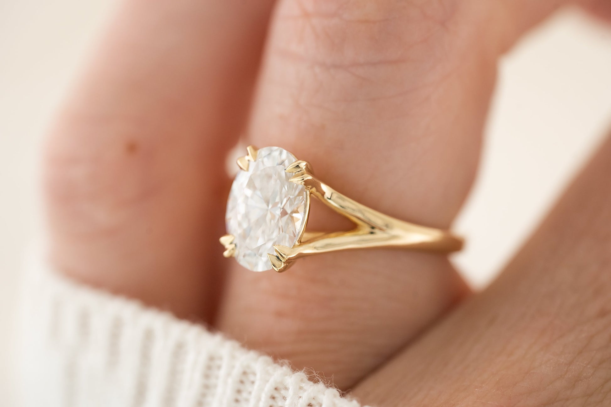 Marquise Shaped Three Stone Lab Grown Diamond Engagement Ring