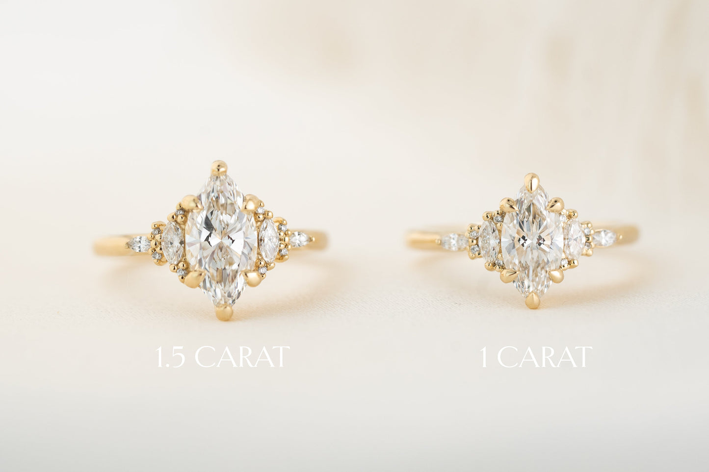 Marquise Shaped Three Stone Lab Grown Diamond Engagement Ring