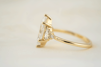Marquise Shaped Three Stone Lab Grown Diamond Engagement Ring