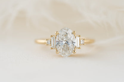 Marquise Shaped Three Stone Lab Grown Diamond Engagement Ring