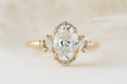 Marquise Shaped Three Stone Lab Grown Diamond Engagement Ring