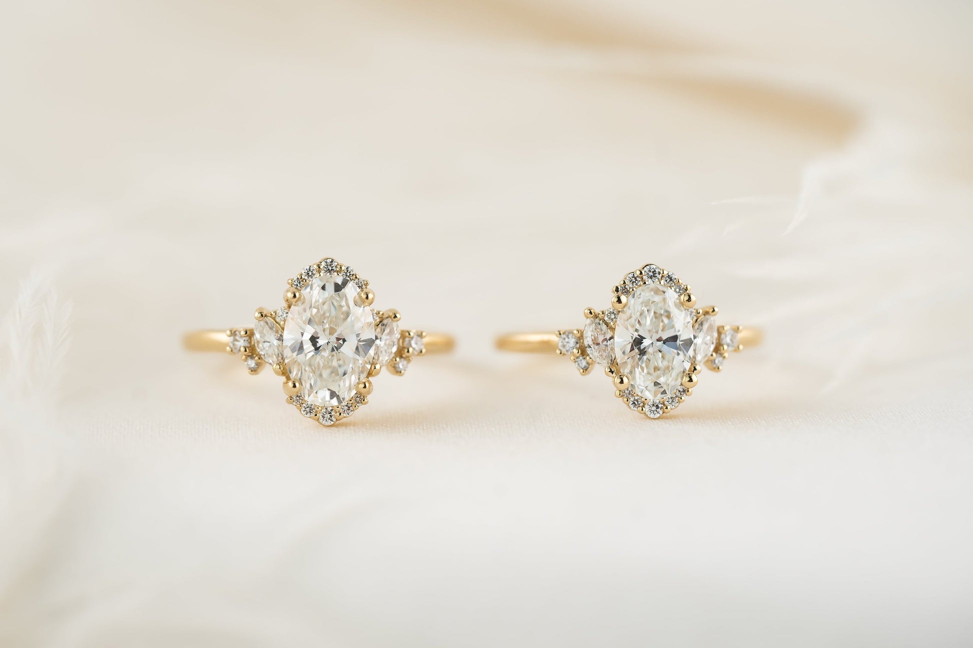 Marquise Shaped Three Stone Lab Grown Diamond Engagement Ring