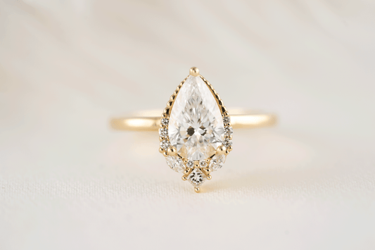 Marquise Shaped Three Stone Lab Grown Diamond Engagement Ring