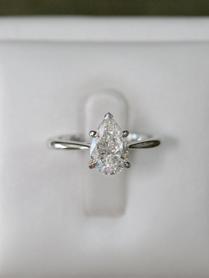 Marquise Shaped Three Stone Lab Grown Diamond Engagement Ring