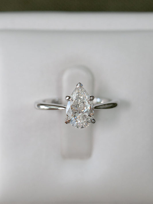 Marquise Shaped Three Stone Lab Grown Diamond Engagement Ring