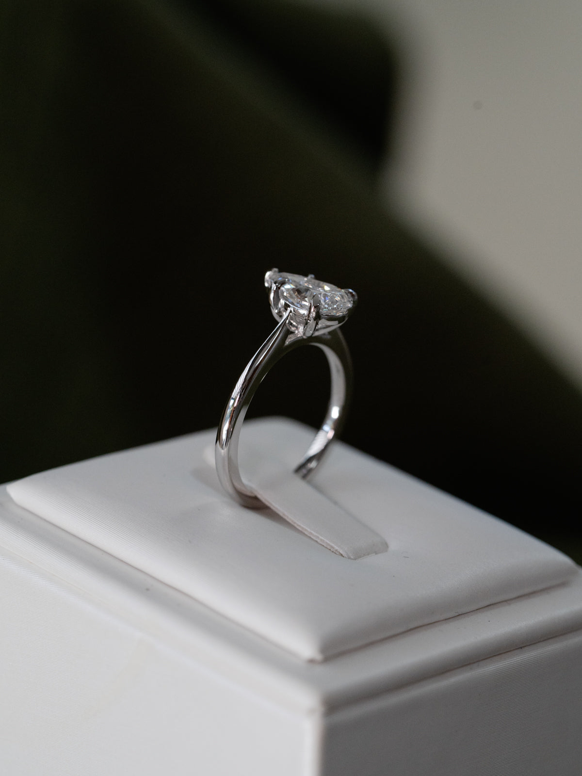 Marquise Shaped Three Stone Lab Grown Diamond Engagement Ring