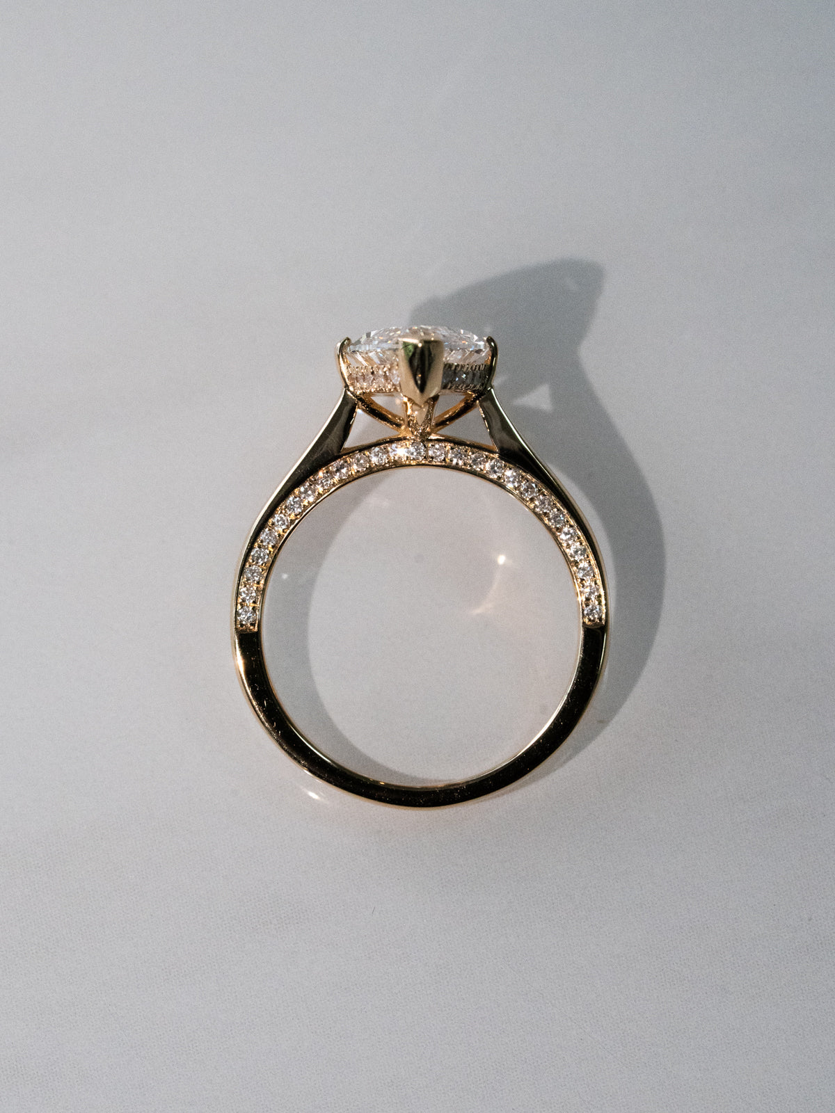 Marquise Shaped Three Stone Lab Grown Diamond Engagement Ring