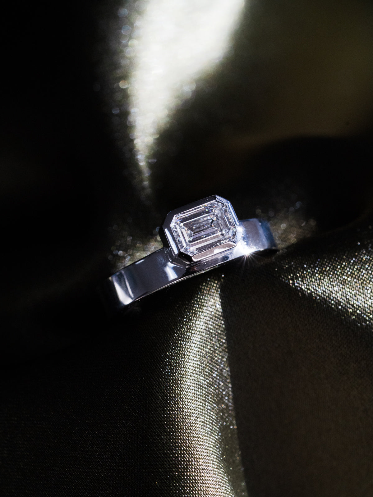 Marquise Shaped Three Stone Lab Grown Diamond Engagement Ring