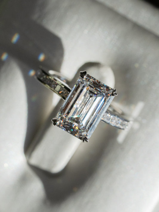 Marquise Shaped Three Stone Lab Grown Diamond Engagement Ring