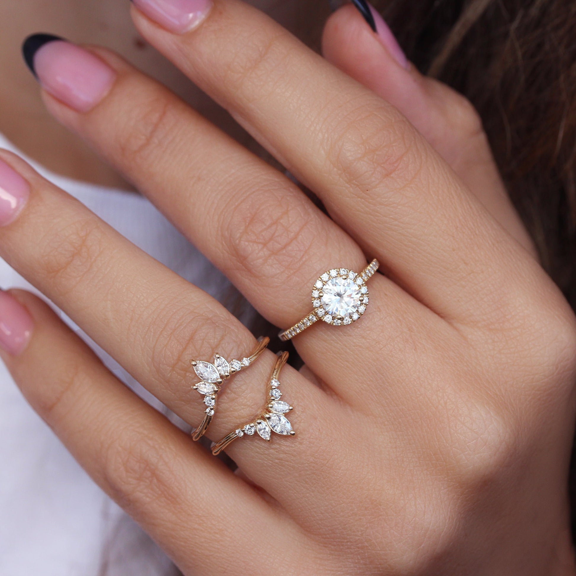 2.9 Carats Emerald Pave Styled Moissanite Engagement Ring