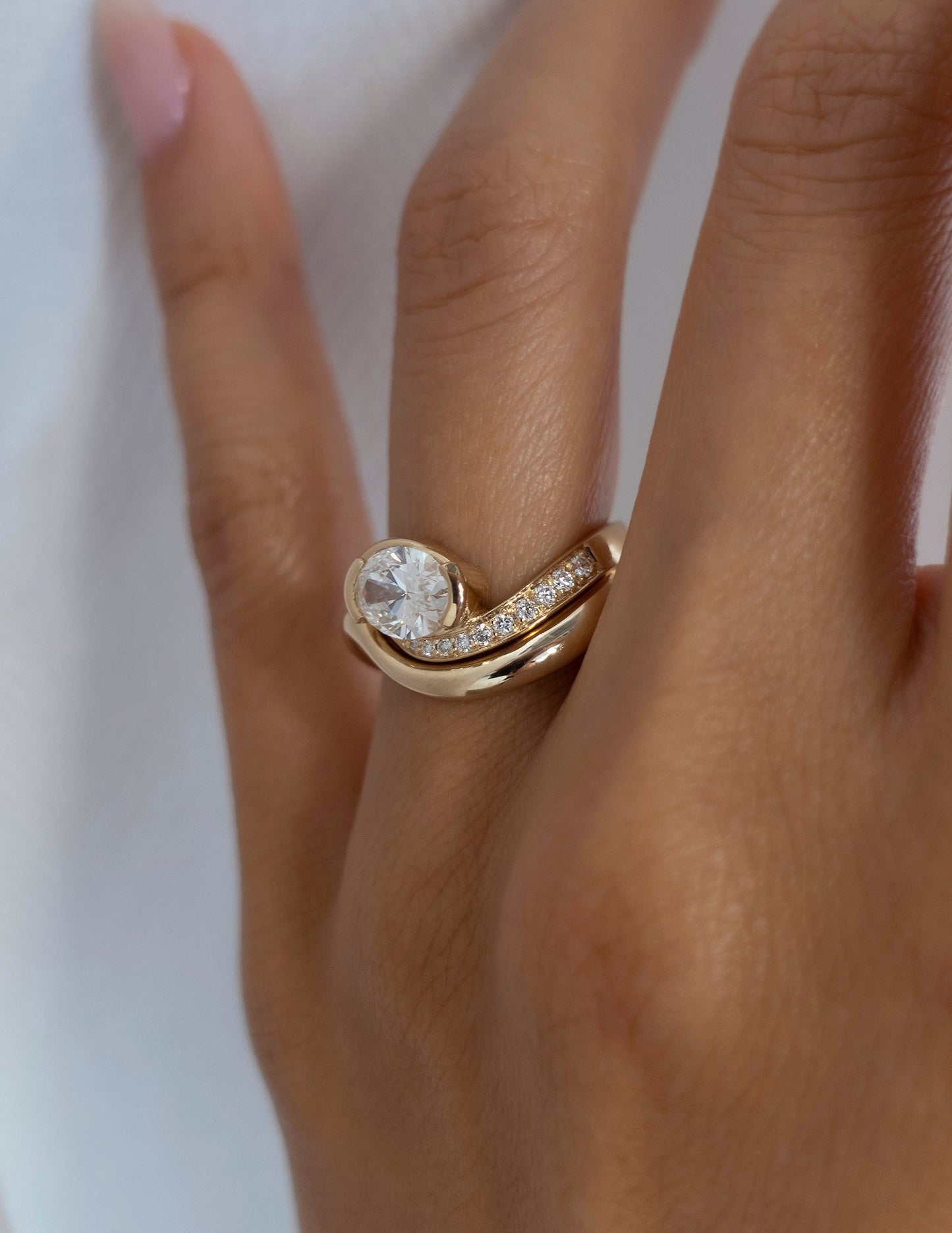 1 CT Oval Cut Solitaire Moissanite Ring With Wrap Classic Plain Band