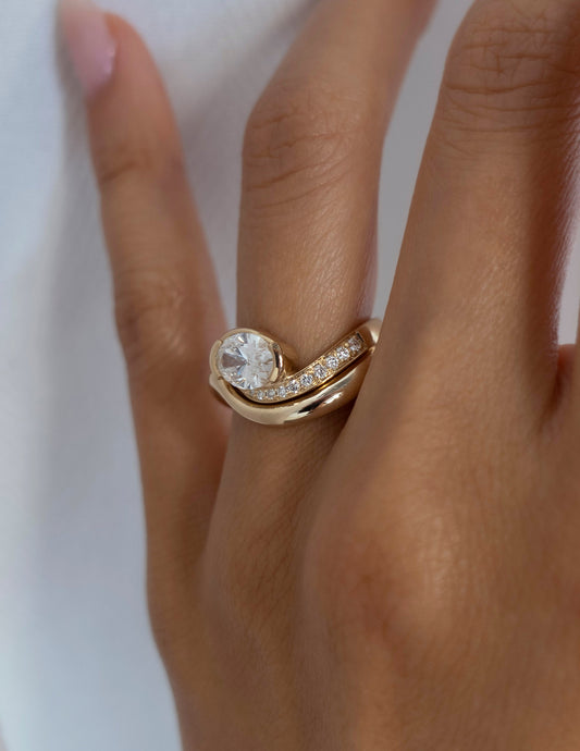 1 CT Oval Cut Solitaire Moissanite Ring With Wrap Classic Plain Band