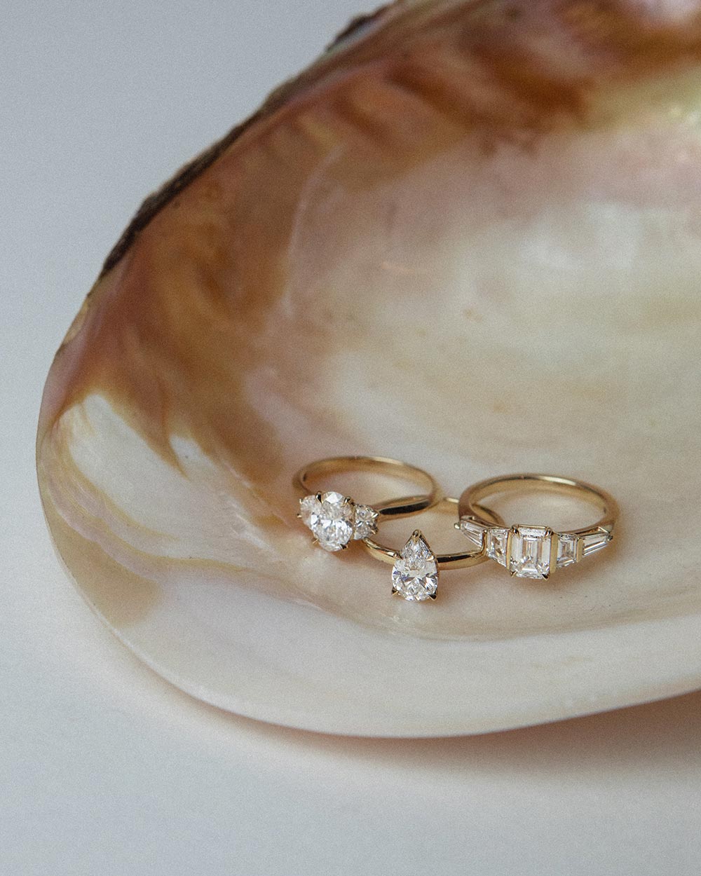 Marquise Shaped Three Stone Lab Grown Diamond Engagement Ring