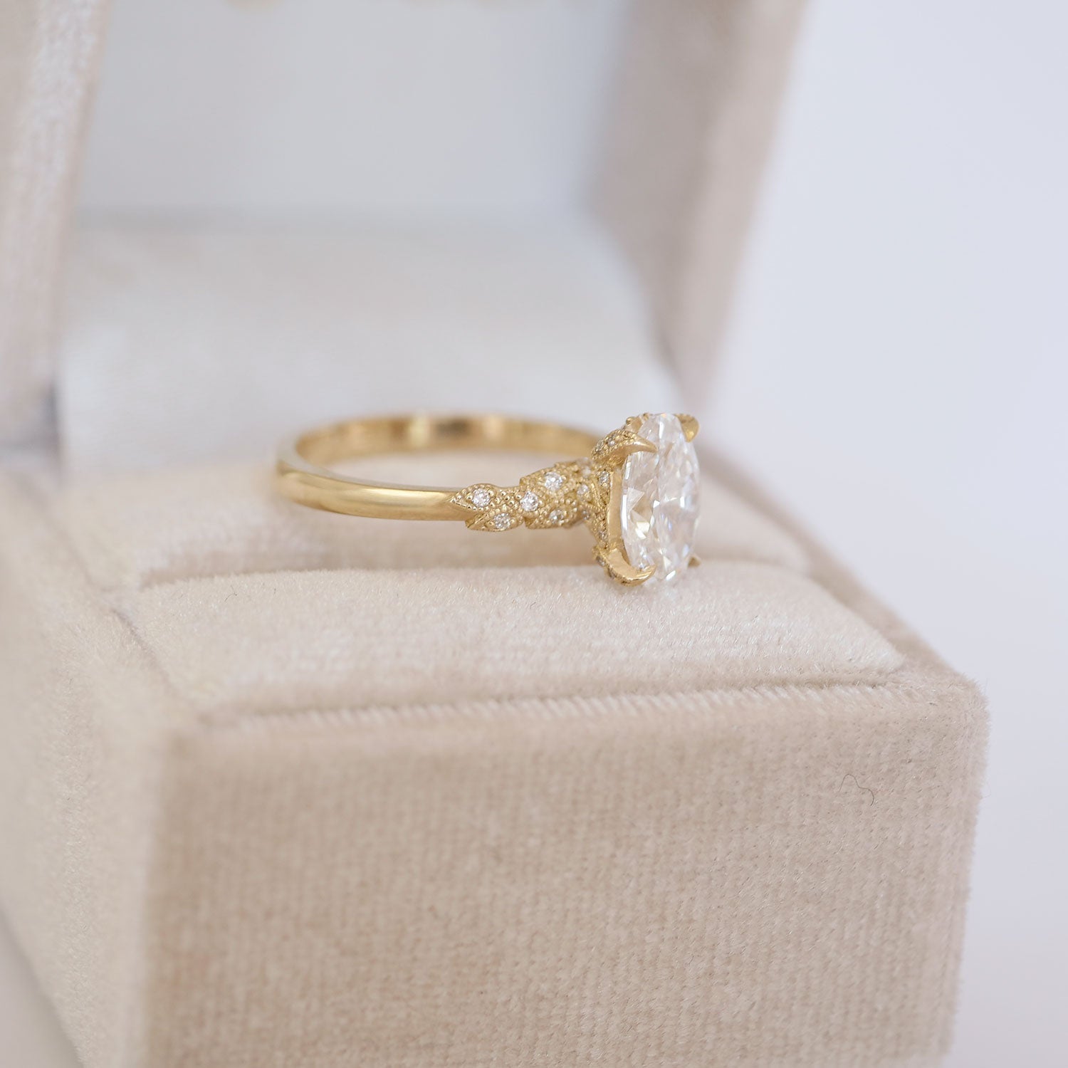 Marquise Shaped Three Stone Lab Grown Diamond Engagement Ring