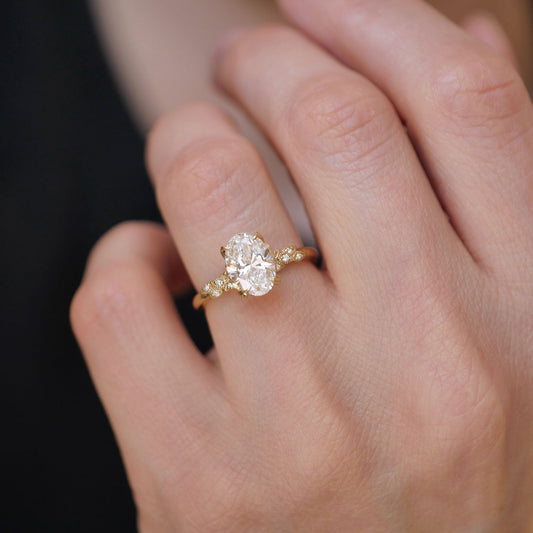 Marquise Shaped Three Stone Lab Grown Diamond Engagement Ring