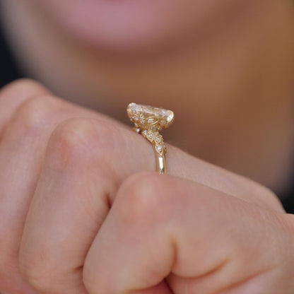 Marquise Shaped Three Stone Lab Grown Diamond Engagement Ring