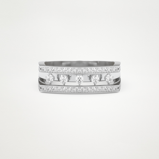 0.41 CT Round Moissanite Multi Stones Wedding Band  – Solid Gold Elegant and Timeless Design