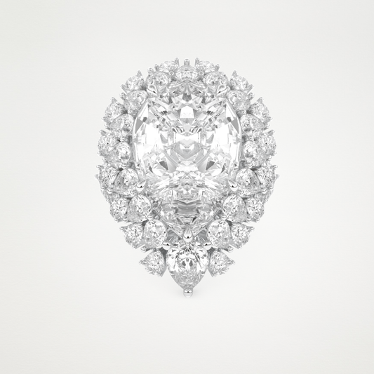 Pear Cut Moissanite Halo & Cluster Engagement Ring – 7.97 CT Lab-Created Brilliance in 10K/14K/18K Gold