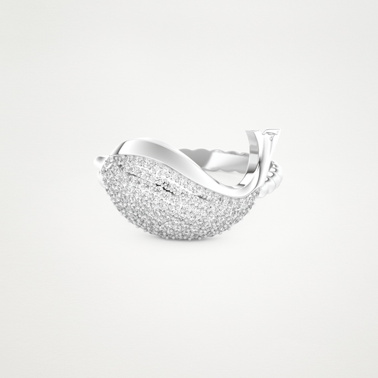 0.305 CT Round Moissanite Fish Shaped Wedding Band  – Solid Gold Elegant and Timeless Design