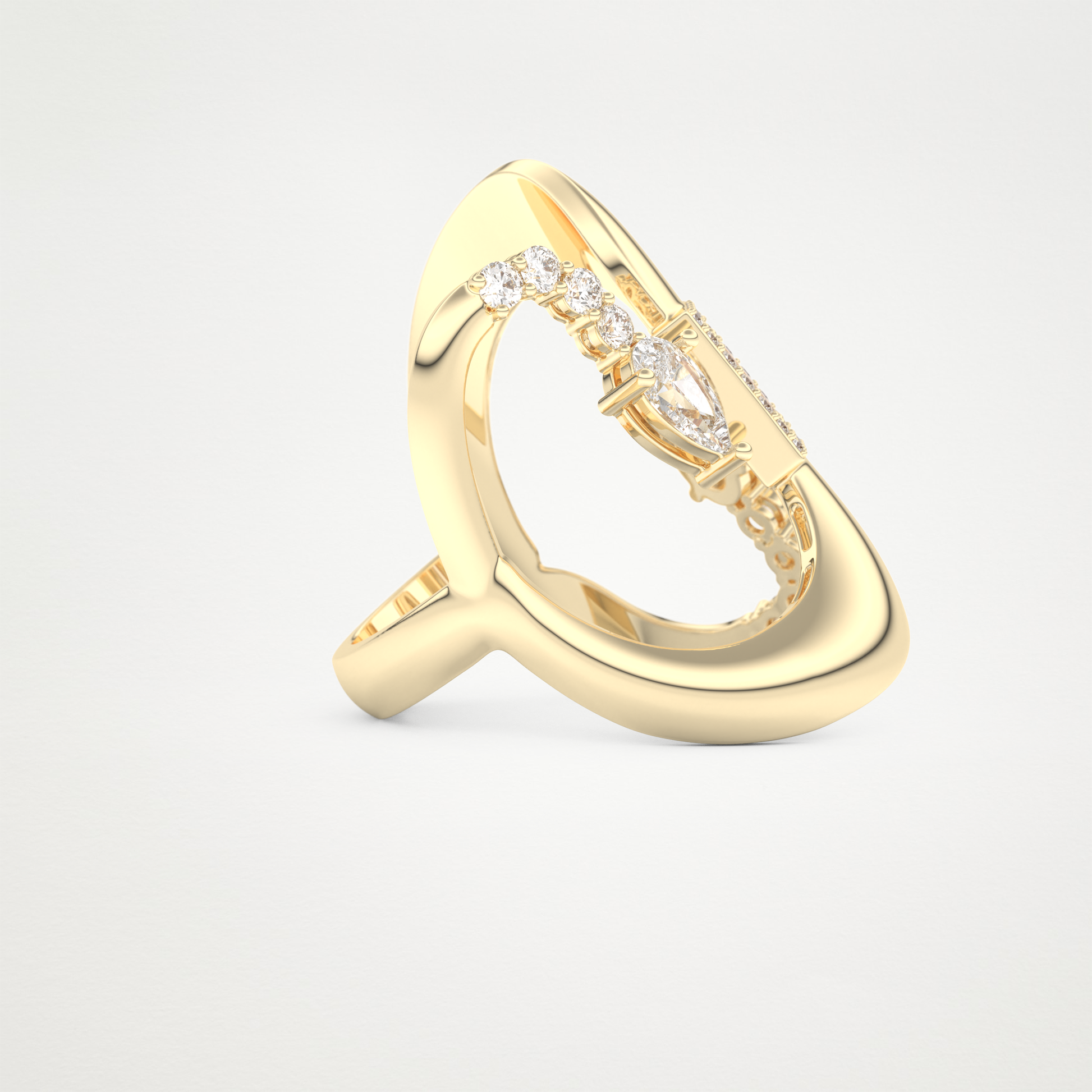 0.74 CT Round, Pear & Baguette Moissanite Golden Loop Wedding Band  – Solid Gold Elegant and Timeless Design