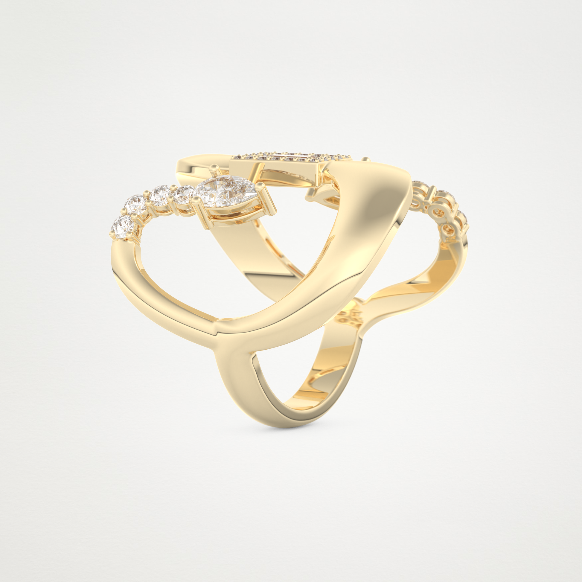 0.74 CT Round, Pear & Baguette Moissanite Golden Loop Wedding Band  – Solid Gold Elegant and Timeless Design