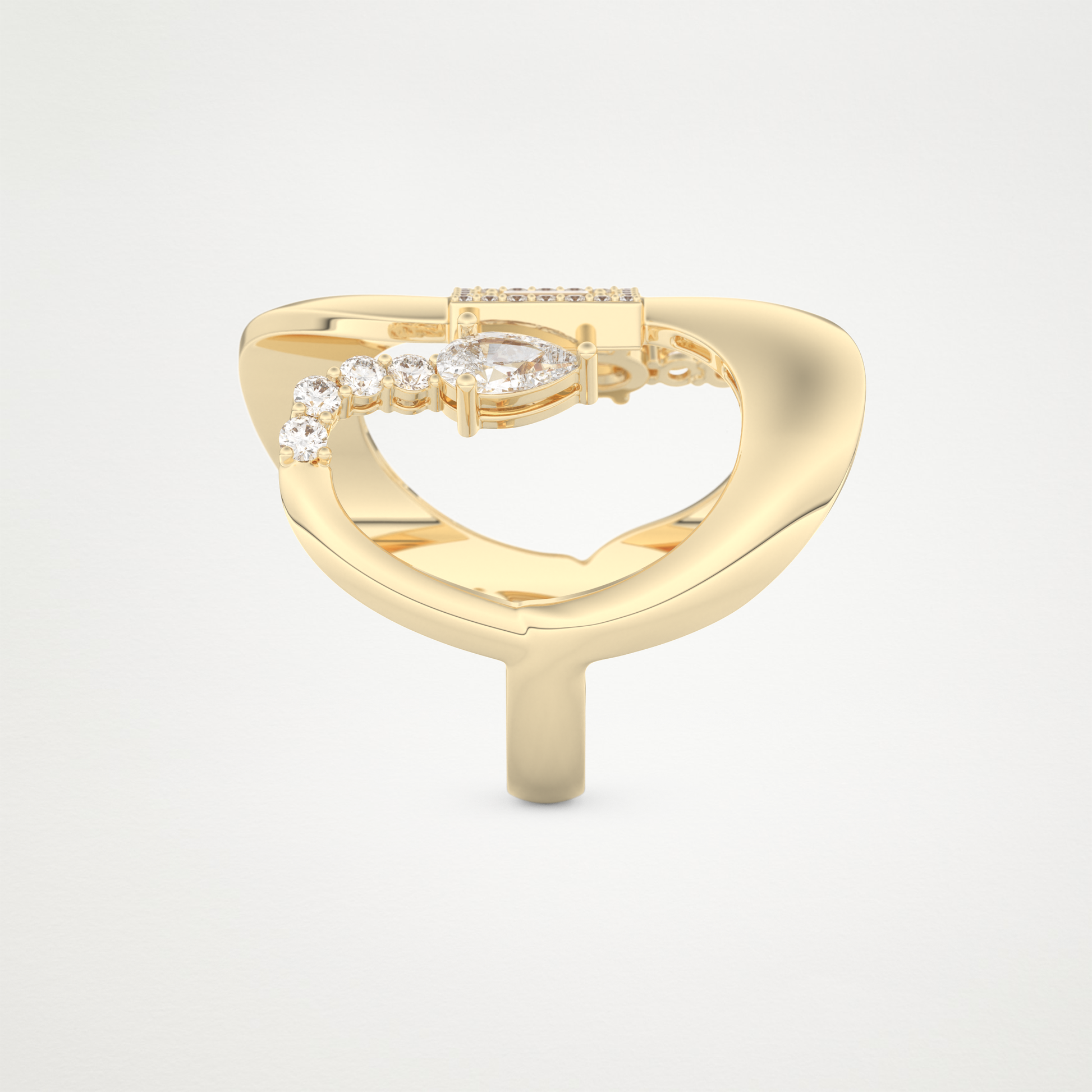 0.74 CT Round, Pear & Baguette Moissanite Golden Loop Wedding Band  – Solid Gold Elegant and Timeless Design