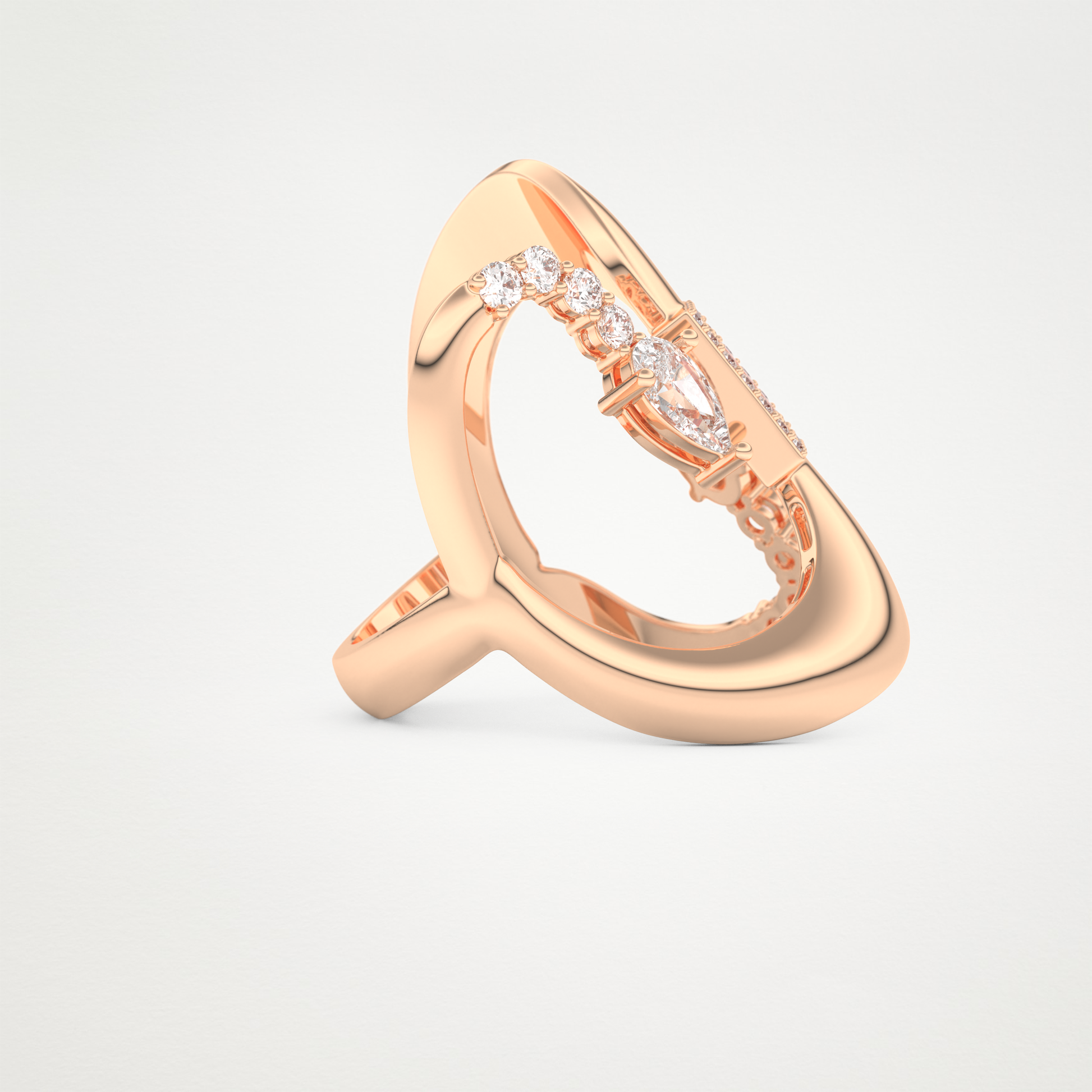0.74 CT Round, Pear & Baguette Moissanite Golden Loop Wedding Band  – Solid Gold Elegant and Timeless Design
