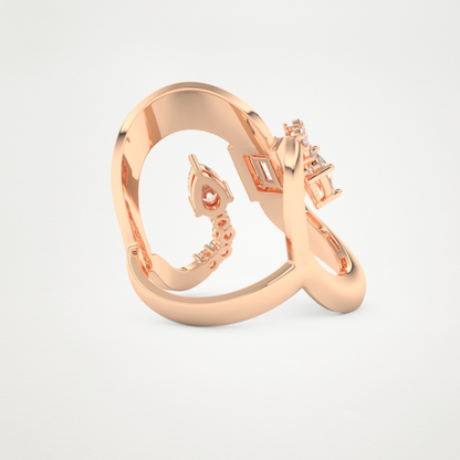 0.74 CT Round, Pear & Baguette Moissanite Golden Loop Wedding Band  – Solid Gold Elegant and Timeless Design