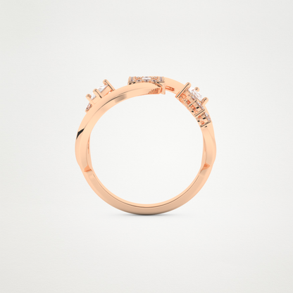 0.74 CT Round, Pear & Baguette Moissanite Golden Loop Wedding Band  – Solid Gold Elegant and Timeless Design
