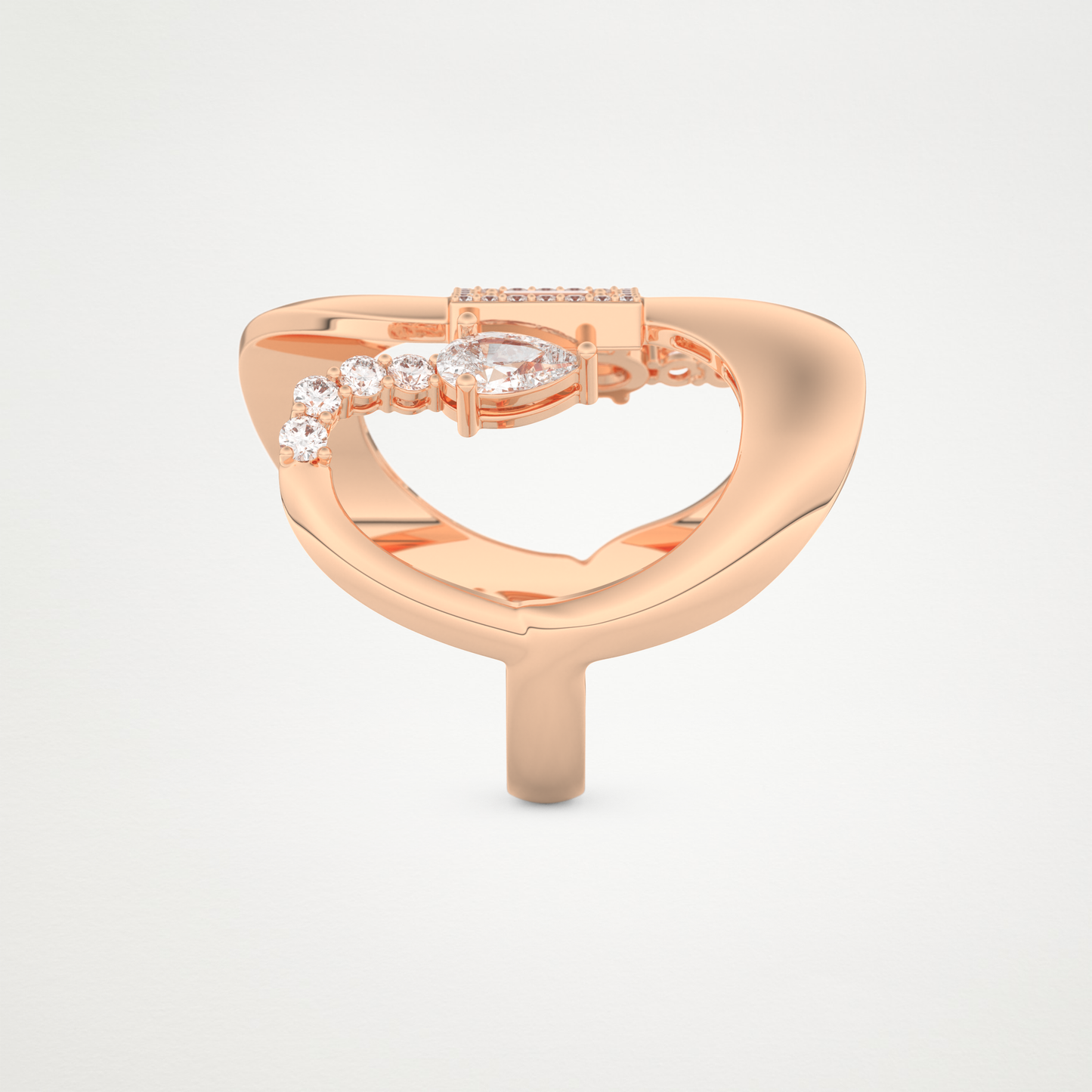 0.74 CT Round, Pear & Baguette Moissanite Golden Loop Wedding Band  – Solid Gold Elegant and Timeless Design